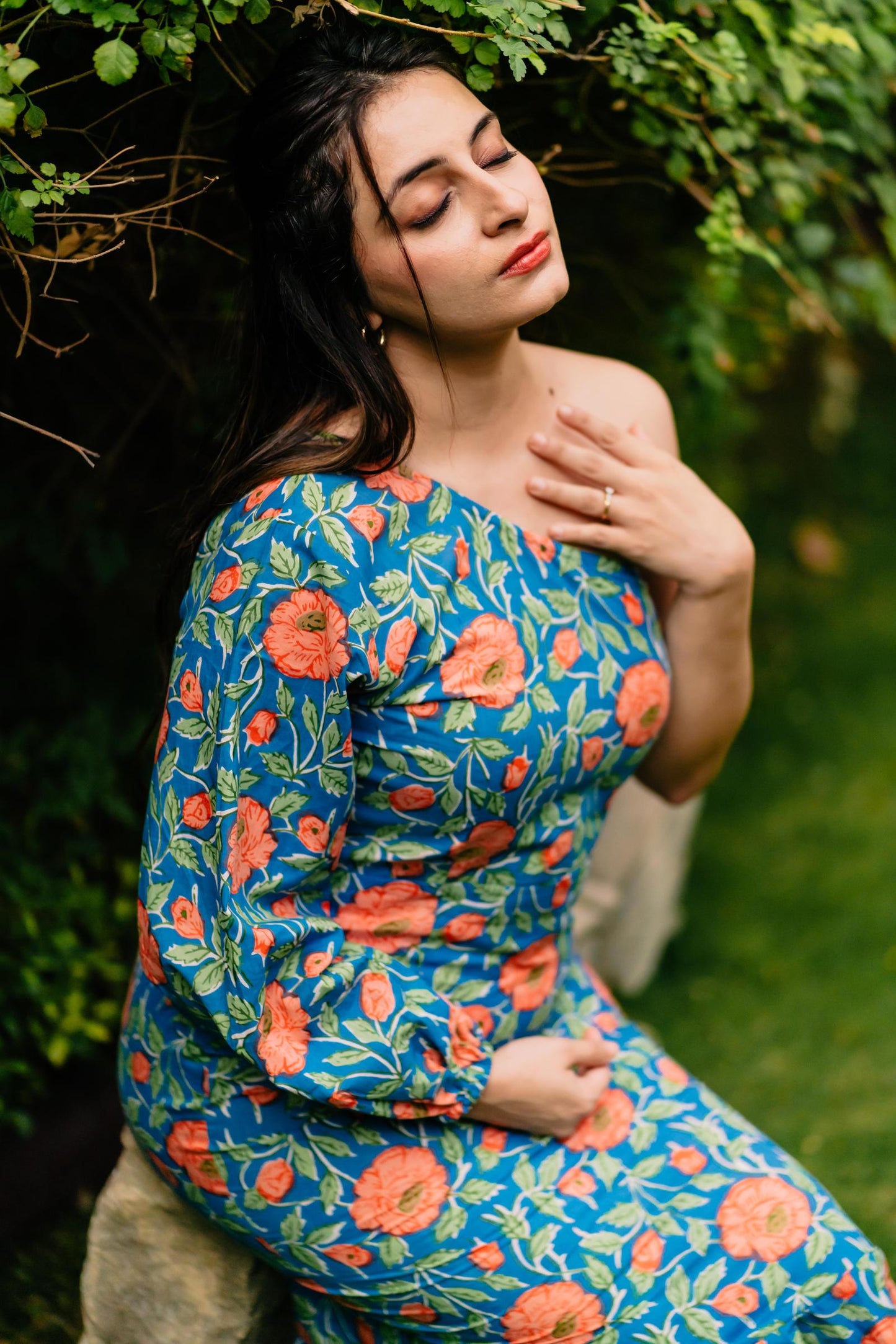 Floral Drama One Shoulder Dress