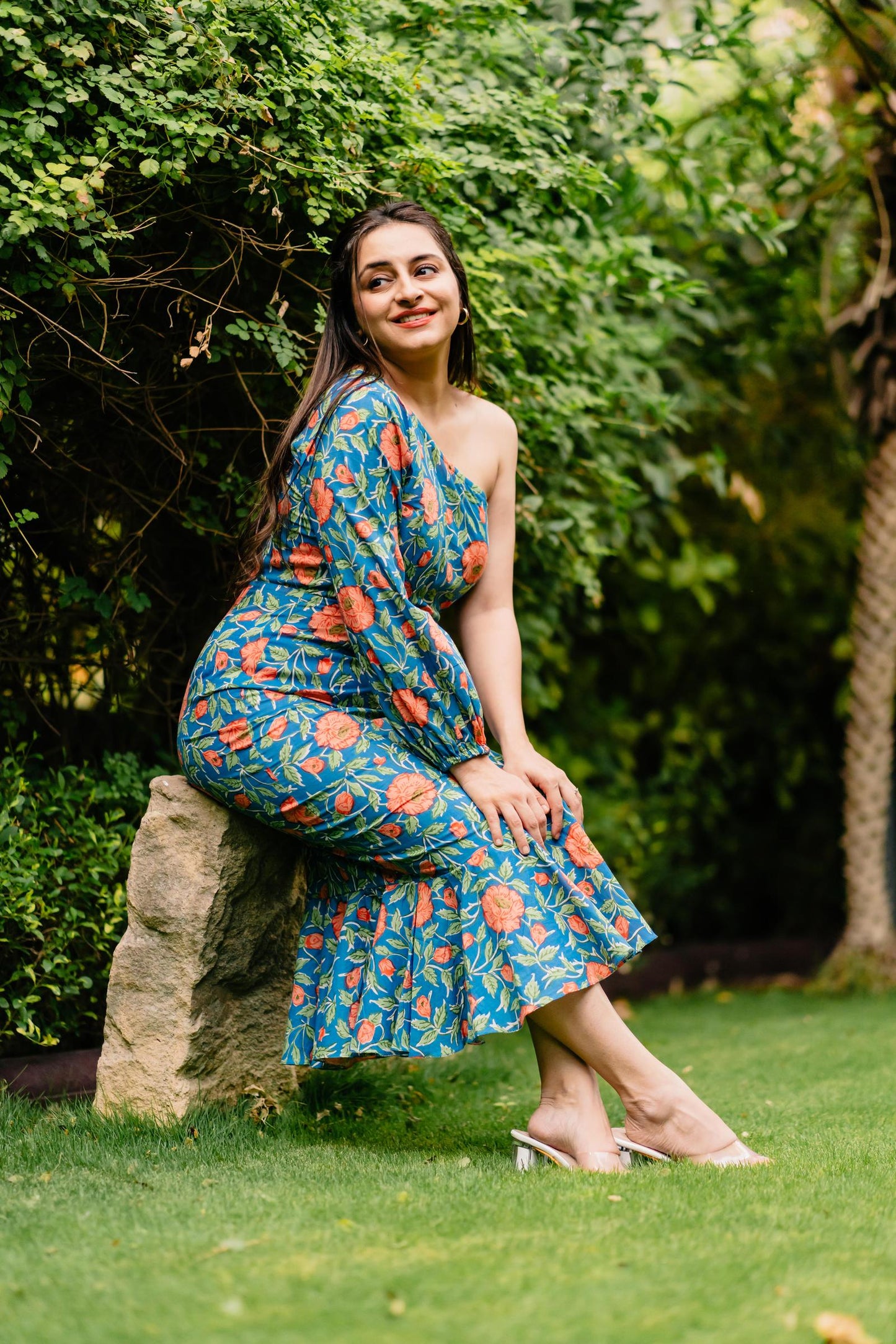 Floral Drama One Shoulder Dress