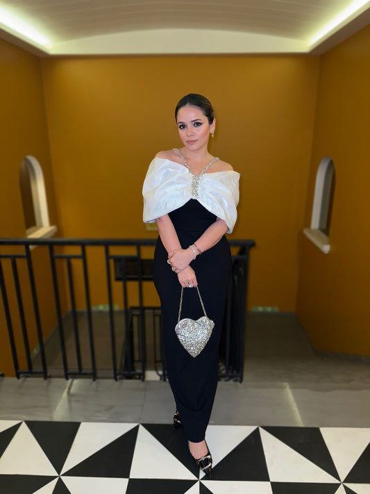 Dazzling Diva Bow Dress (Black & White)