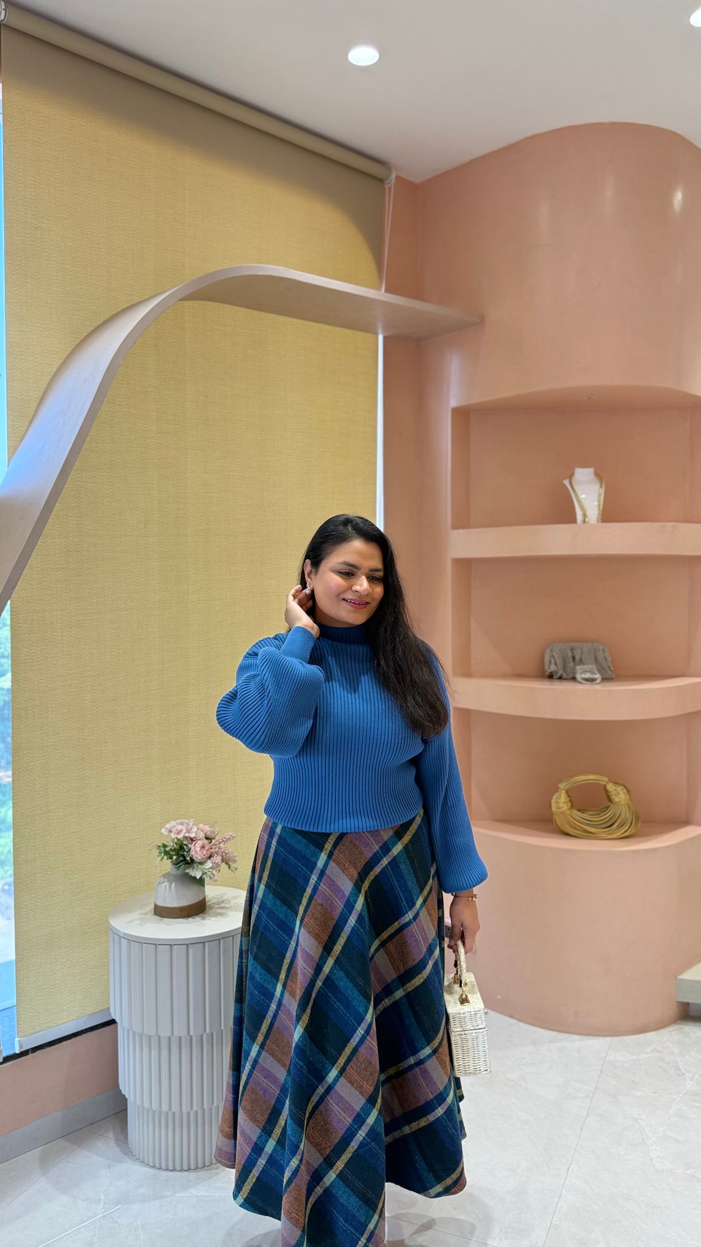 Checkered Glam Sweater+Skirt Set💫