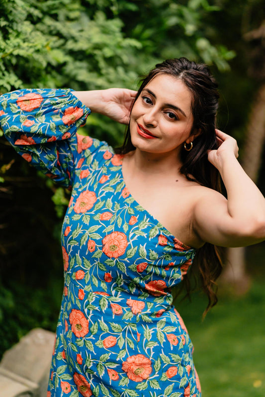 Floral Drama One Shoulder Dress