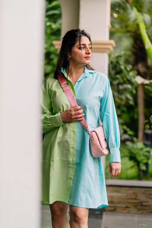 Half N Half Shirt Dress