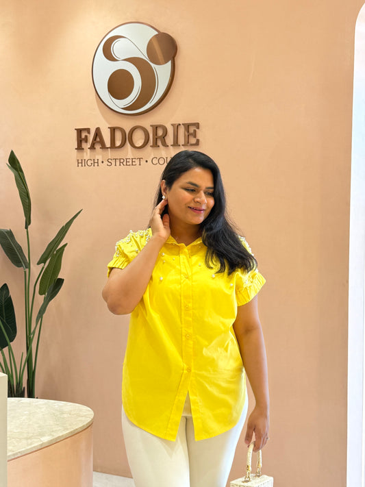 Pearl Studded Shirt (Yellow)